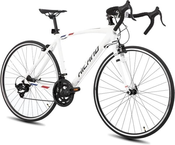 hiland-rb-white HILAND 700c Road Bike 14 Speed, Aluminum Frame Racing Bike, City Commuter Bicycle for Men Women